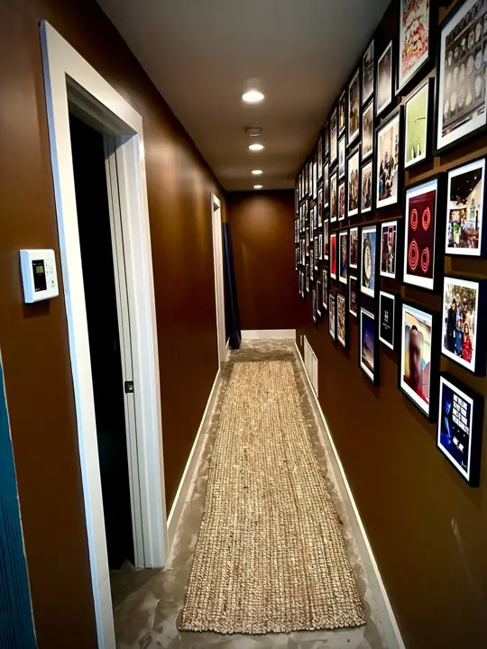 Hallway with framed art
