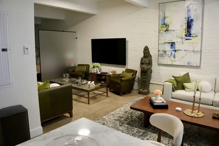 Living room seating and TV